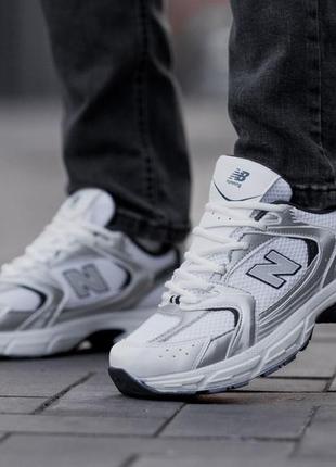 Мужские кожаные, белые с черным, стильные кроссовки new balance 530. от 40 до 44 гг. 0839 ал деми3 фото