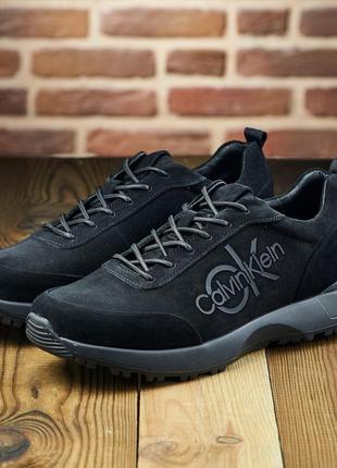 Мужские кроссовки в стиле calvin klein натуральная мягкая замша, молодежные кроссовки