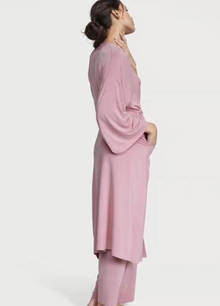 Ідея подарунку шикарна модальна рожева піжама 3 в 1 халат майка штани орігінал victoria’s secret vs3 фото