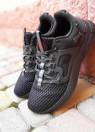 Puma черные с красным кроссовки кеды мужские пума весенние летние демисезонные демисезон низкие текстильные сетка легкое отличное качество