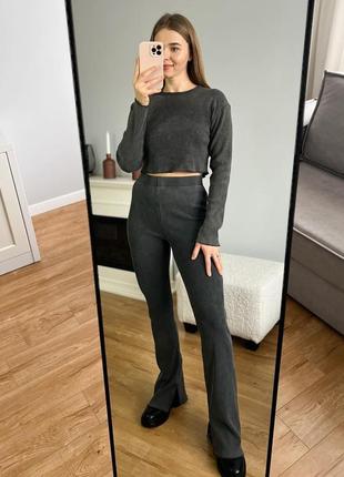 Шикарний варений костюм zara в рубчик виварений ефект