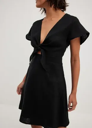 Чорна стильна сукня з льону коротка сукня zara mango h&m