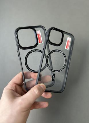 Чехол с магсейф magsafe iphone 15 / 15 pro с магнитным кольцом черный