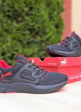 Puma черные с красным кроссовки кеды мужские пума весенние летние демисезонные демисезон низкие текстильные сетка легкое отличное качество