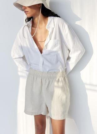 Льняные шорты свободного кроя h&m 2024