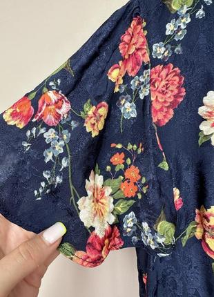 Стильное сатиновое платье в цветочный принт миди из вискозы next dresses 38/m6 фото