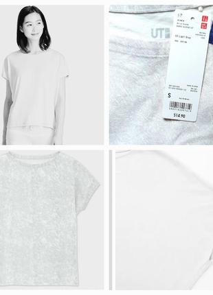 Uniqlo футболка з бавовни світло-сіра французький рукав the art of textile ut.