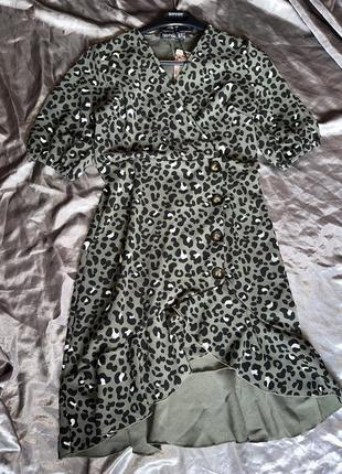 Новое текстурное платье леопард