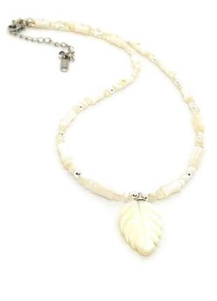 📿🐚вишукане кольє-чокер з натурального різьбленого перламутру з підвіскою