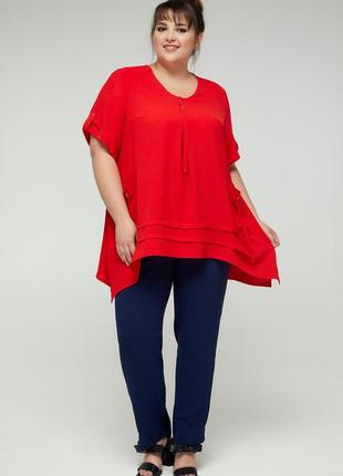 Женская блузка повседневная летняя 54, 56, 58 р красного цвета2 фото