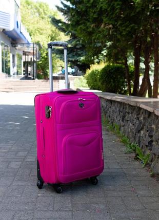 Чемодан тканевый wings 6802 розовый l большой на 4 колесах