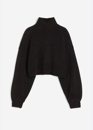 Укороченный черный свитер h&m