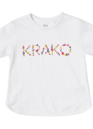 Футболка krako для девочки, белая на 5-6 лет, рост 110-116 см