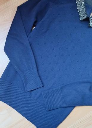 Стильная кофта с воротником синяя кофточка свитер реглан свитшот4 фото