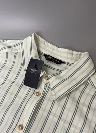Новая зеленая рубашка m&s в полоску, полоску, полосатая, салатовая, легкая, летняя, блуза, блузка, кофта5 фото