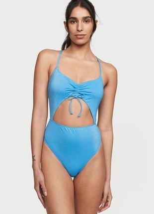 Купальник victoria's secret синий голубой в блестки сплошной