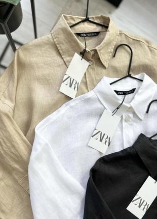 Рубашки льняні зара zara xs s m3 фото