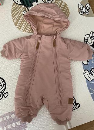 Пудровий демісезонний комбінезон
