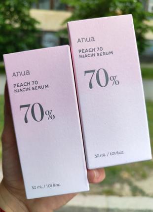 Anua - peach 70% niacinamide serum - освітлювальна сироватка з екстрактом персика 70% - 30ml