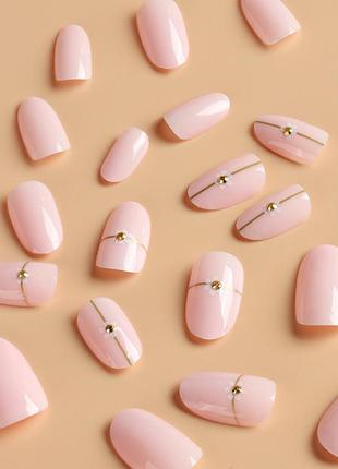 Накладные ногти 24 шт. для маникюра + 24 клеевых стика для типс - овал