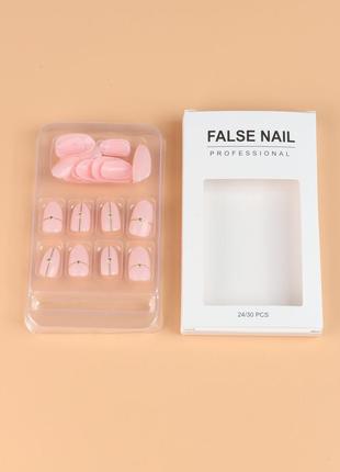 Накладные ногти 24 шт. для маникюра + 24 клеевых стика для типс - овал
