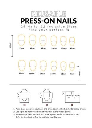 Накладные ногти 24 шт. для маникюра + 24 клеевых стика для типс - овал