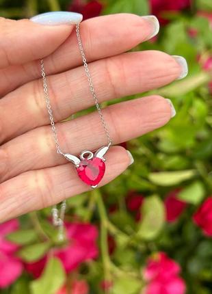 Серебряное ожерелье колье ангел