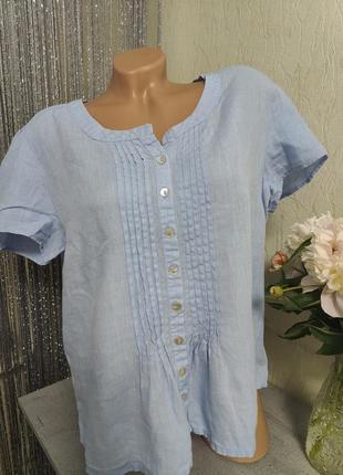 Натуральный лен,блуза голубая east,16/l