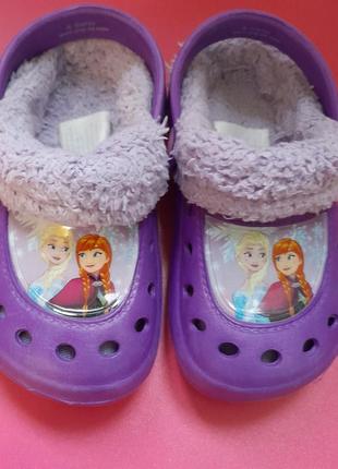 Кроксы, крокс утепленные 24/25, 15-15.5см, анна и ельза, disney.