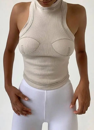 Майка,топ в рубчик с выделенной грудью