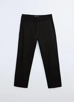 Джоггеры из коттона с поясом на шнурке zara