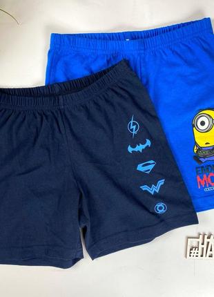 Новые коттоновые шорты 110-116см/5-6р темно синий и голубой
