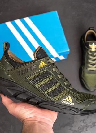 Чоловічі кросівки літні сітка  adidas Roverend terrex green адідас хакі