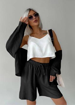 Костюм 3-ка (сорочка+шорти+топ)