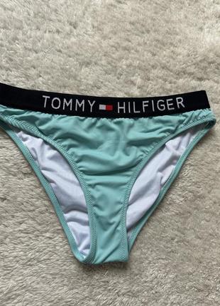 Плавки низ от купальника бирюза с лампасами трусики