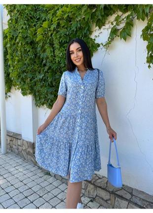 Жіноча сукня вільного крою блакитного кольору 🌺😍💝
