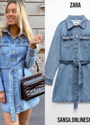 Джинсовое платье с поясом новая коллекция zara джинсовое платье новая коллекция