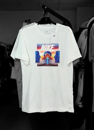 Футболка nike swoosh найк суш белая оверсайз бег лого