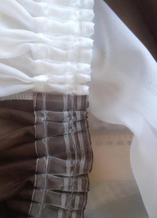 Тюль короткая белая с коричневым нова