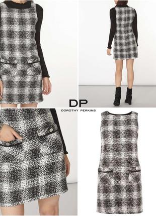 Твидовое платье сарафан в клетку прямого кроя dorothy perkins