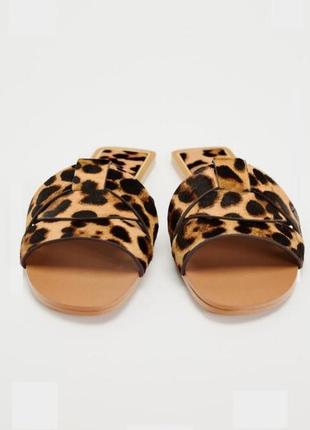 Кожаные леопардовые шлепки zara