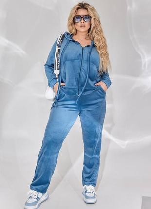 Велюровий костюм з прямими штанами 46-60 розмірів. 3304139