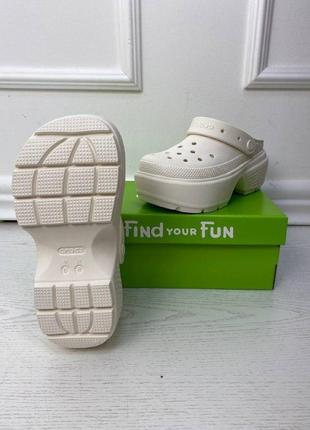Крокс клог стомп белые crocs stomp clog white шлепанцы на платформе