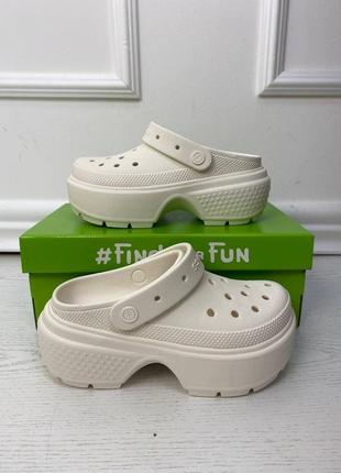 Крокс клог стомп белые crocs stomp clog white шлепанцы на платформе