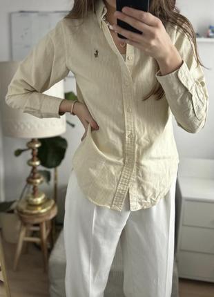 Женская желтая полосатая рубашка ralph lauren classic xs/34/6 ralph lauren