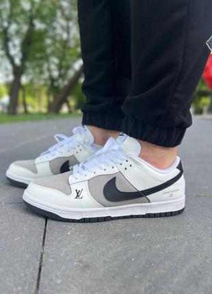 Чоловічі кросівки nike sb dunk low x louis vuitton grey black1 фото