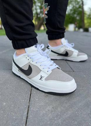 Чоловічі кросівки nike sb dunk low x louis vuitton grey black3 фото