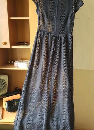 Платье женское ажурное черное длинное вечернее