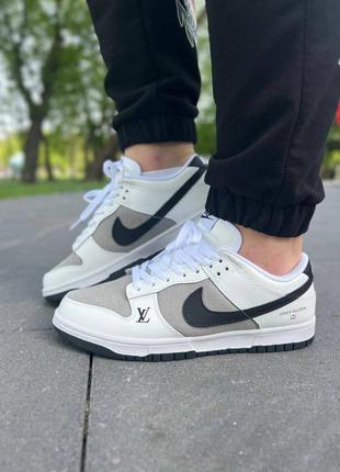 Чоловічі кросівки nike sb dunk low x louis vuitton grey black10 фото