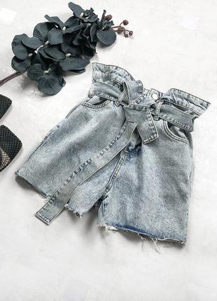 Шикарные джинсовые шорты george bootcut стильной варенкой на высокой посадке с поясом